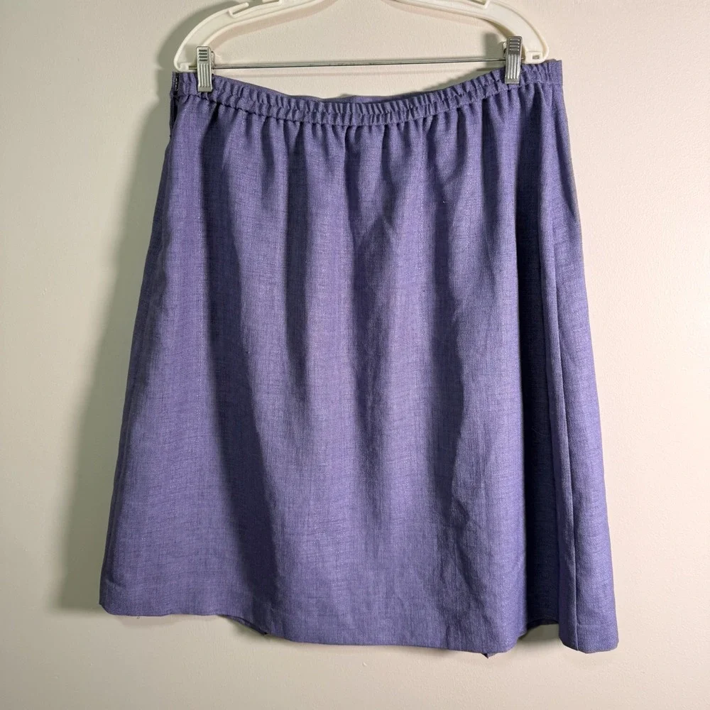 Leslie Fay Purple Textured A-Line Skirt Elastic Back Size 18 141223M